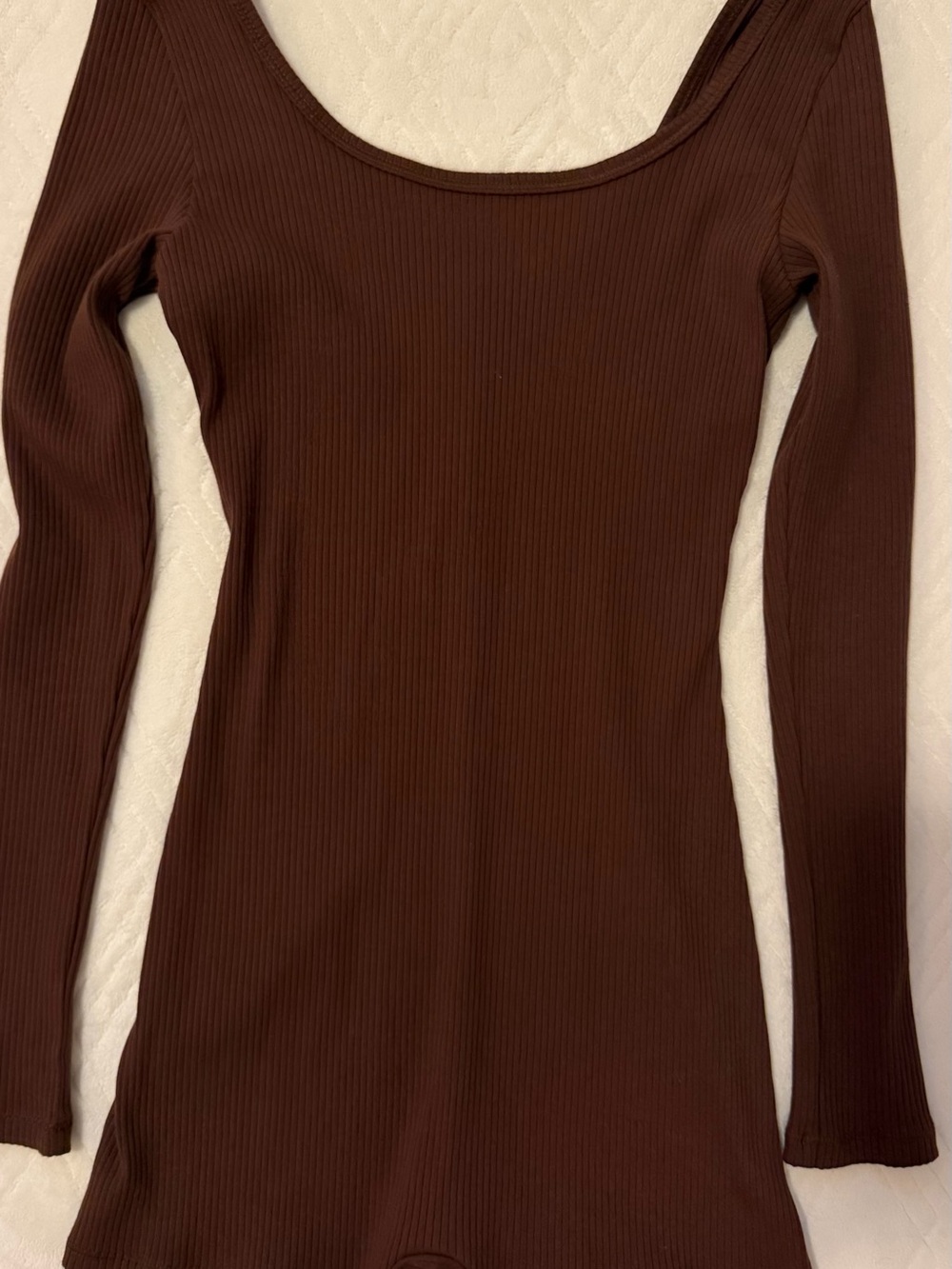 PINK Victoria's Secret Ribbed Long Sleeve Bodysuit - Brown